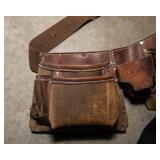 Leather Tool Belt with Work Gloves & Knee Pads