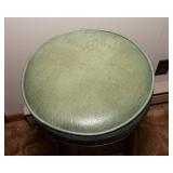Wooden Barstool with Green Faux Leather Seat