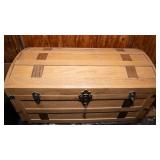 Vintage Oak Steamer Trunk with Key