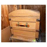 Vintage Oak Steamer Trunk with Key
