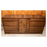 Vintage Mid-Century Modern Bassett Furniture Dresser with Matching Mirror