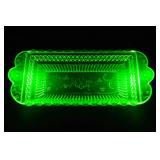 Rare Antique Wildflower Uranium Glass Relish Dish