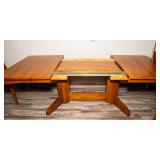 Wood Dining Table with 6 Upholstered Chairs