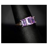 10K White Gold & Purple Stone Jewelry Set – Necklace, Ring & Earrings