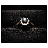 14K Gold Ring with Black Pearl (Likely) – Size 5.25