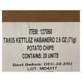 TX 4 - Takis Kettlez Habanero Fury 2.5 oz Potato Chips 20-Pack
