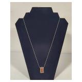 925 Art Deco Carnelian Pendant & Long Chain