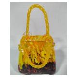 Murano Style Blown Glass Art Purse