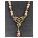 Heidi Daus Art Deco Rhinestone & Pearl Statement Necklace