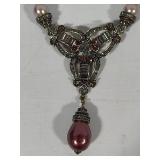 Heidi Daus Art Deco Rhinestone & Pearl Statement Necklace