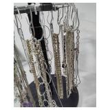 Silver Tone Costume Necklaces w/Display Spinner