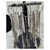 Silver Tone Costume Necklaces w/Display Spinner