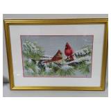 Framed Needlepoint Cardinals