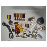 Assorted Lot of Medals, Pins, Cufflinks, Tie Tacks, Etc.