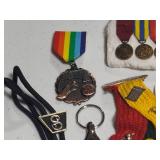 Assorted Lot of Medals, Pins, Cufflinks, Tie Tacks, Etc.