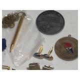 Assorted Lot of Medals, Pins, Cufflinks, Tie Tacks, Etc.