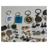 Large Lot of Cuff Links, Key Chains, Etc.