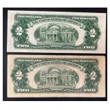 1953A $2 Legal Tender Red Seal Note (Crisp Uncirculated) & 1953B $2 Legal Tender Red Seal Note (Very Good)