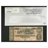 1864 $10 Confederate States of America Civil War Banknote T-68 (Richmond, VA) - Circulated