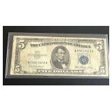 1953 $5 Blue Seal Silver Certificate (Very Good)