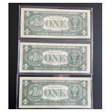 Lot of Three 1963A $1 Federal Reserve Star Notes (Choice Crisp Uncirculated)