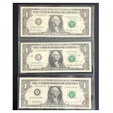 Uncirculated $1 Federal Reserve Star Notes - 1999 / 2003 / 2006