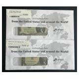 1957 $1 Silver Certificate Star Note (Very Fine) & 1976 $2 Federal Reserve Note (1st DAY ISSUE STAMP)