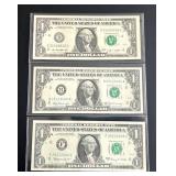 Uncirculated $1 Federal Reserve Notes - 1963A / 1969B / 2009