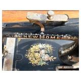 Antique Cast Iron New Home Sewing Machine (Orange, Massachusetts USA) in Original Cabinet