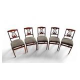 Set of 5 STAKMORE Music Back Folding Cherry Framed Chairs