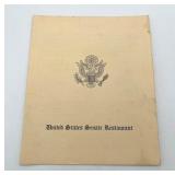 Vintage June 15, 1957 United States Senate Restaurant Menu