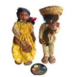 Vintage 1970s Handmade Mexican 9" Souvenir Dolls Playing Instruments