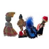 Vintage Collection of Souvenir Dolls from Paris, Germany, Japan, and the Caribbean
