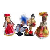 Vintage Collection of Souvenir Dolls from Paris, Germany, Japan, and the Caribbean