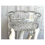 Vintage Clear Glass Footed Candy Dish with Diamond Point Hobnail Sunburst Pattern (3.75" Tall x 6.75" Diameter)