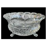 Vintage Clear Glass Footed Candy Dish with Diamond Point Hobnail Sunburst Pattern (3.75" Tall x 6.75" Diameter)