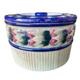 Vintage Colorful Japanese Biscuit Jar (4.5" Tall x 6" Diameter)