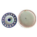 Vintage Colorful Japanese Biscuit Jar (4.5" Tall x 6" Diameter)