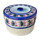 Vintage Colorful Japanese Biscuit Jar (4.5" Tall x 6" Diameter)