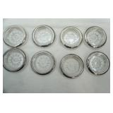 Vintage Leonard silver-plated/crystal glass coasters. Sunburst/Starburst design
