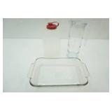Anchor Hocking Baking Dish, Tupperware Juice Container, Water Pitcher 11" tall by 4"