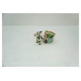 Vintage 1950s Ceramic Donkey Cart Planter 6.5"x3"x3.25"