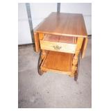 Vintage wooden tea cart or beverage trolley w/drop-leaf sides