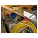 Pile of 5-gallon buckets, metal and...