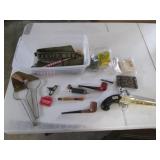 Vintage tobacco pipes, Avon handgun...