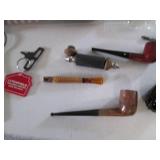 Vintage tobacco pipes, Avon handgun...