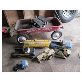Radio Flyer wagon and vintage toys