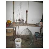 Assortment of vintage fishing rods,...