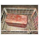 Vintage metal milk crate and wood d...