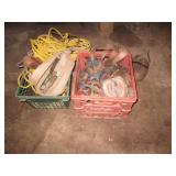 Plastic milk crates of ratchet stra...